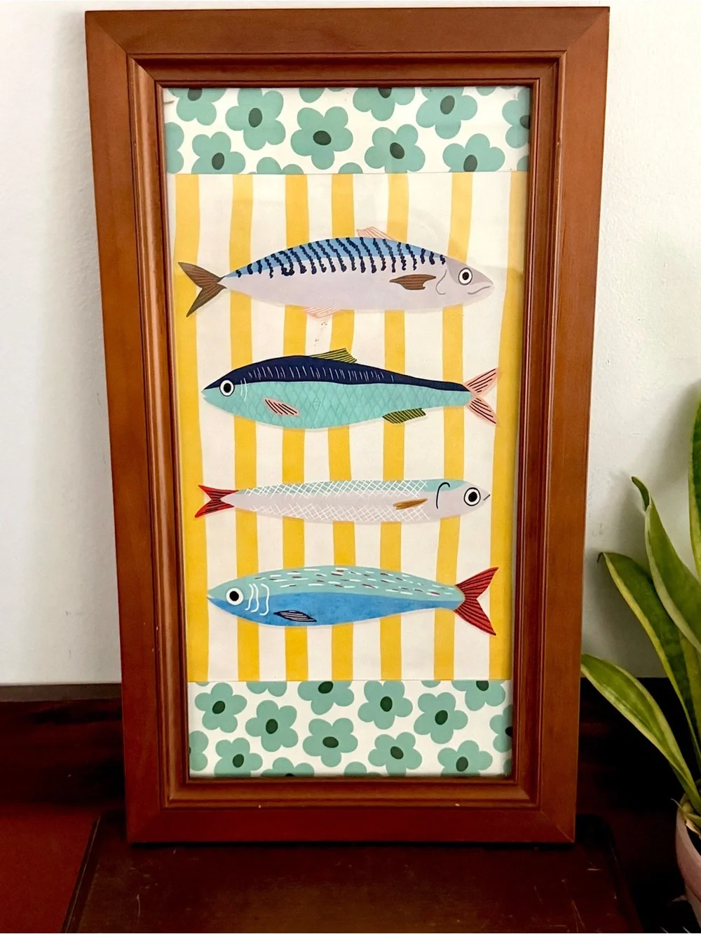 Colorful Fish Sardine Bright Floral Mediterranean Ocean Beach Canvas Print Frame